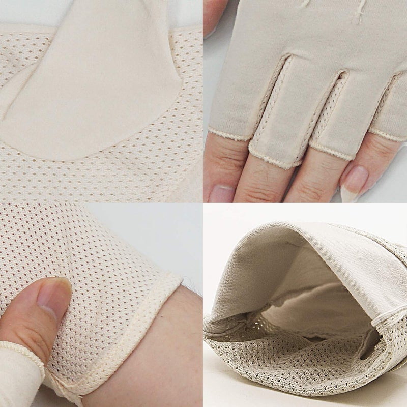 Bienvenu Mens Spring Summer Sunblock Fashion Fingerless Short Gloves Anti Slip Breathable Texting Gloves, Beige - Image 5